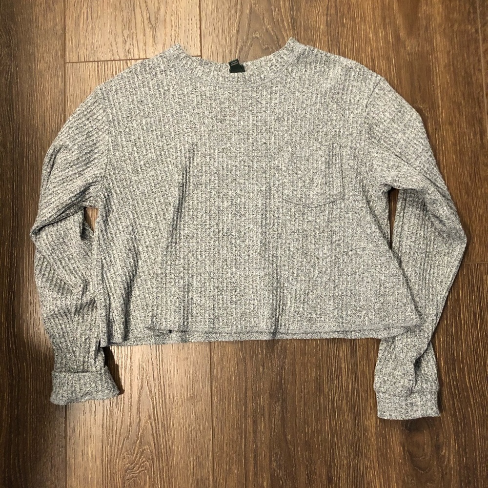 Heathered Gray Waffle Knit Top